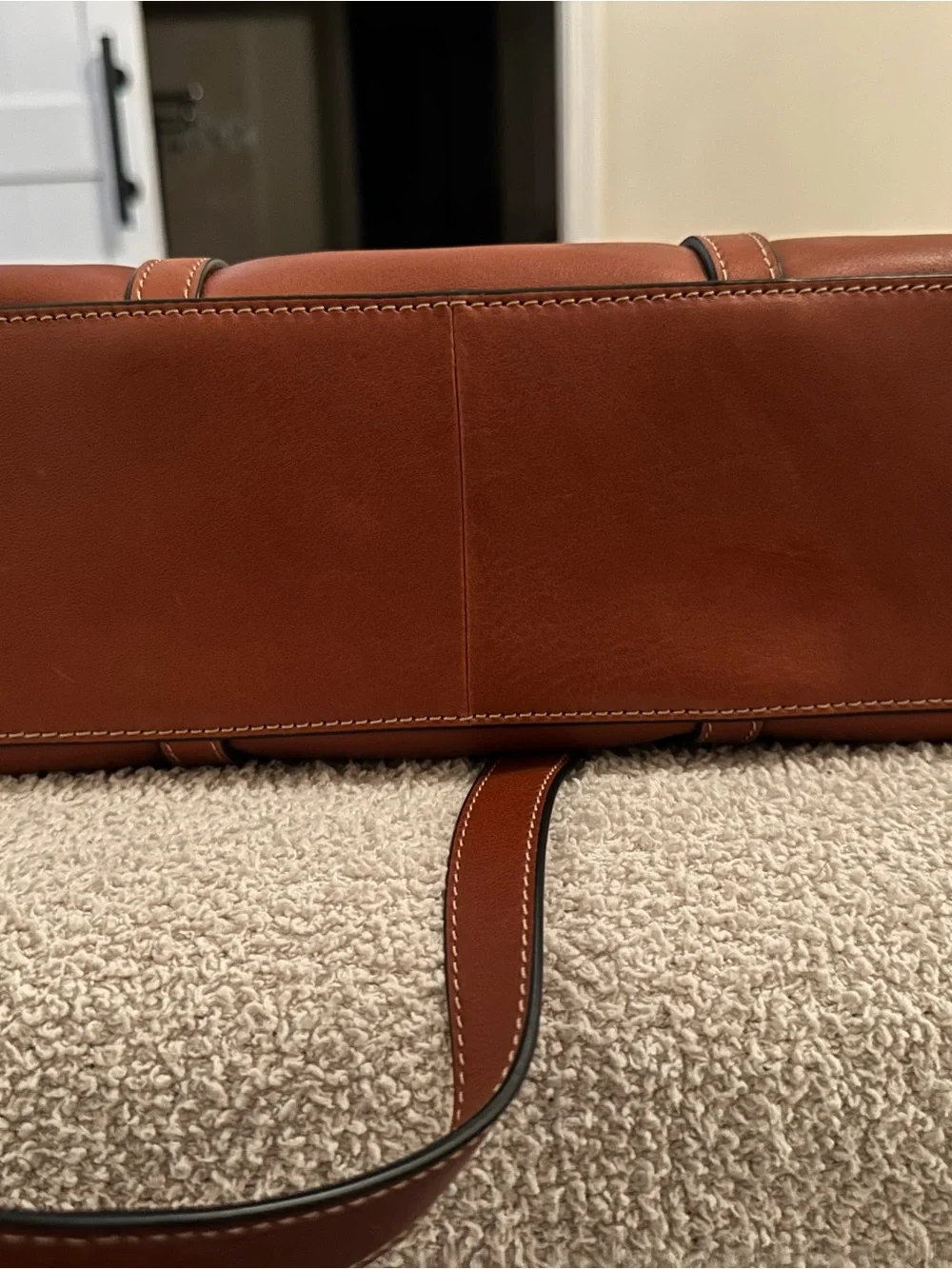 Fossil Carmen Leather Shopper Tote Bag Cognac